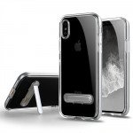 Wholesale iPhone Xs Max Clear Armor Bumper Kickstand Case (Silver)